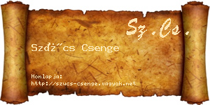 Szűcs Csenge névjegykártya